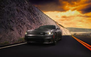 Картинка Dodge, 2015, SRT, Hellcat, Clouds, American, Front, Car, Charger, Route