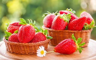 Картинка strawberry, спелая, berries, sweet, корзинка, red, красная, fresh, ягоды, клубника