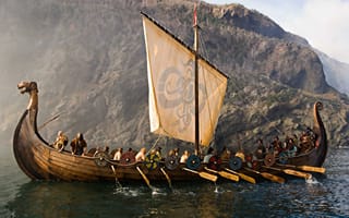 Картинка Драккар, мореходы, море, «корабль-дракон», викинги