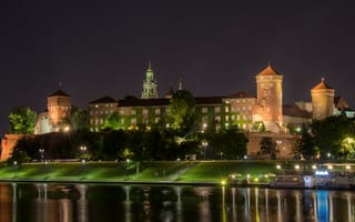 Картинка вечер, подсветка, Вавельский замок, Краков, Польша