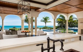 Картинка terrace, luxury, pool, ocean, palm