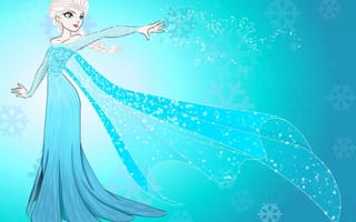 Обои Frozen, платье, Холодное сердце, снежинки, Queen Elsa