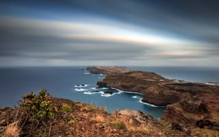 Картинка Португалия, острова, Мадейра, небо, выдержка, архипелаг, автономный регион, скалы, океан