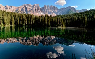 Картинка горы, озеро, лес, отражение, природа, пейзаж