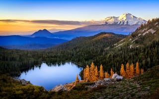 Картинка Mt Shasta, лес, Heart Lake, горы, озеро, рассвет, Castle Lake, природа