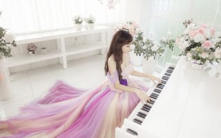 Картинка девушка, пианино, музыка