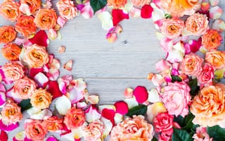 Картинка цветы, сердце, heart, розы, colorful, pink, romantic, flowers