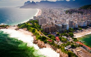 Картинка Rio de Janeiro, побережье, панорама, красота, Бразилия, море, пейзаж, мегаполис, горы, пляж