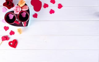 Картинка подарок, cookies, сердечки, сердце, romantic, розы, love, heart, чашка кофе, coffee cup, roses, pink, macaron, макаруны