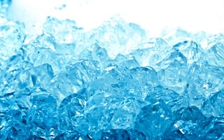 Обои макро, синий, вода, лед, кубики, голубой