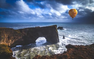 Картинка photographer, океан, photo, шар, скалы, Andrés Nieto Porras, воздушный, воздухоплавание