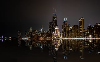 Картинка ночь, город, Chicago