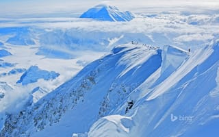 Картинка Denali National Park, США, гора Мак-Кинли, альпинисты, снег, Аляска