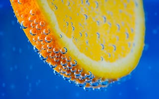 Картинка Апельсин, в воде, пузыри, пузырьки, фрукт