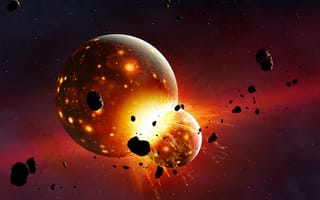 Картинка fire, planets, collision