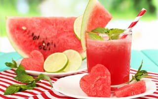 Картинка water melon, сок, ломтики, арбуз