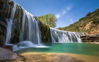 Картинка река, водопад, Арагон, Alcanadre River, Spain, каскад, Aragon, Испания