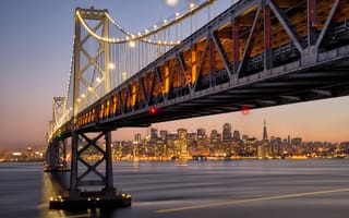 Картинка мост, огни, США, город, Сан - Франциско, Калифорния