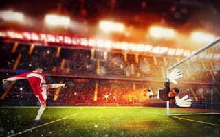 Картинка поле, огни, спорт, шорты, мяч, футбол, игра, газон