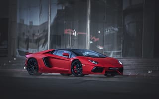 Картинка Lamborghini, Aventador, красный, Roadster