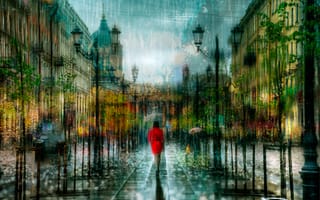 Картинка Санкт-Петербург, дождь, капли, обработка, девушка