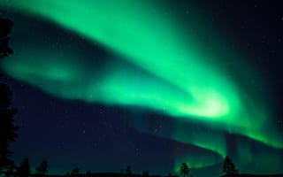Картинка Финляндия, звезды, небо, северное сияние, ночь