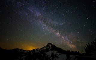 Картинка космос, ночь, горы, пространство, млечный путь, звезды, пейзаж