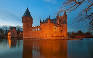 Обои Heeswijk Castle, Замок Хейсвик, Netherlands, вода, замок, ров, Нидерланды