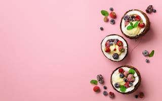 Картинка ягоды, мороженое, десерт, кокосовое