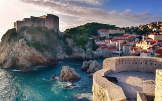 Картинка море, курорт, Дубровник, город, скалы, Хорватия, дома