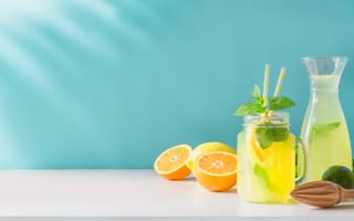 Картинка лимон, апельсин, лимонад, напиток