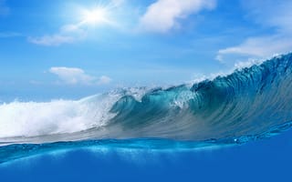 Картинка ocean, sky, wave, океан, sea, море, волна, blue, вода, splash