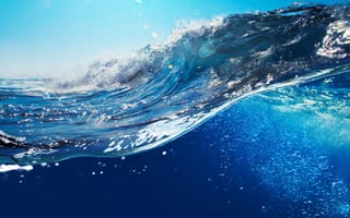 Картинка ocean, wave, вода, sky, океан, blue, море, splash, волна, sea