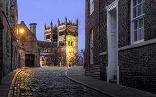 Картинка улица, собор, Даремский собор, здания, Durham, Англия, дома, England, Дарем, Durham Cathedral