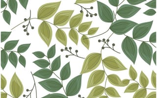 Картинка белый, листья, узор