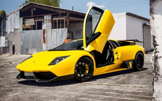 Картинка желтый, Lamborghini Murcielago, суперкар, мурсиелаго, ламборгини