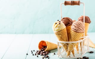 Картинка мороженое, корзинка, шоколадное, Iryna Melnyk, вафельный рожок