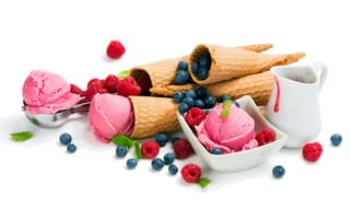 Картинка ягоды, мороженое, лакомство