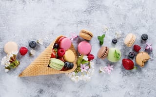 Картинка ягоды, macaroons, strawberry, fruit, colorful, macaron, berries, макаруны, клубника