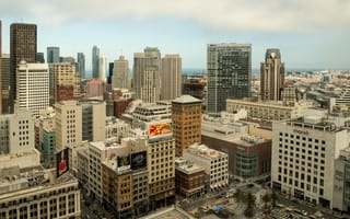 Картинка облака, здания, дома, Сан-Франциско, США, небоскребы, вид сверху