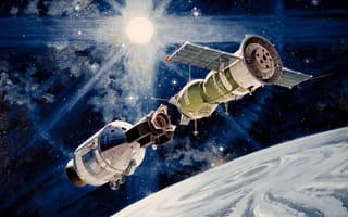 Картинка Экспериментальный полёт, Apollo-Soyuz, «рукопожатие в космосе», «Аполлон», «Союз-19», Союз- Аполлон
