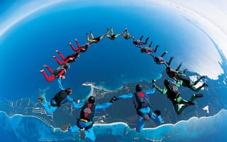 Картинка парашютный спорт, полет, прыжок, Земля