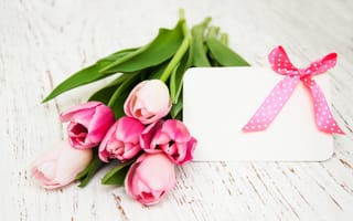 Картинка цветы, букет, розовые, wood, pink, love, тюльпаны, flowers