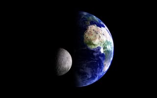 Обои космос, спутник, земля, планета, луна