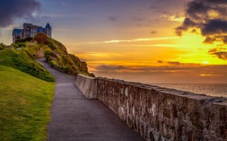 Картинка Devon, sea, hill, sunset