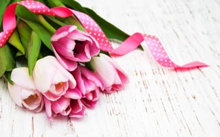 Картинка тюльпаны, розовые, pink, tulips, wood, flowers