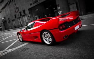Картинка красный, street, back, феррари, ф50, red, f50, Ferrari, улица