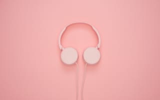Картинка музыка, провода, девчачьи, для девушек, розовый, розовые, наушники, минимализм