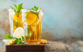 Картинка лед, стакан, мята, напиток, лимонад