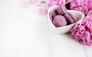 Картинка цветы, peonies, pink, розовые, wood, пионы, макаруны, flowers, macaron
